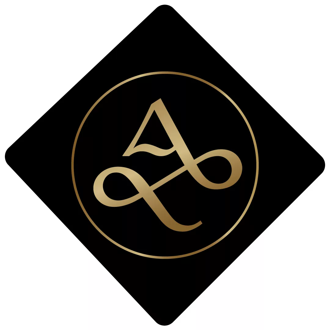A&H-logo-gold-black-batch shape whit bg
